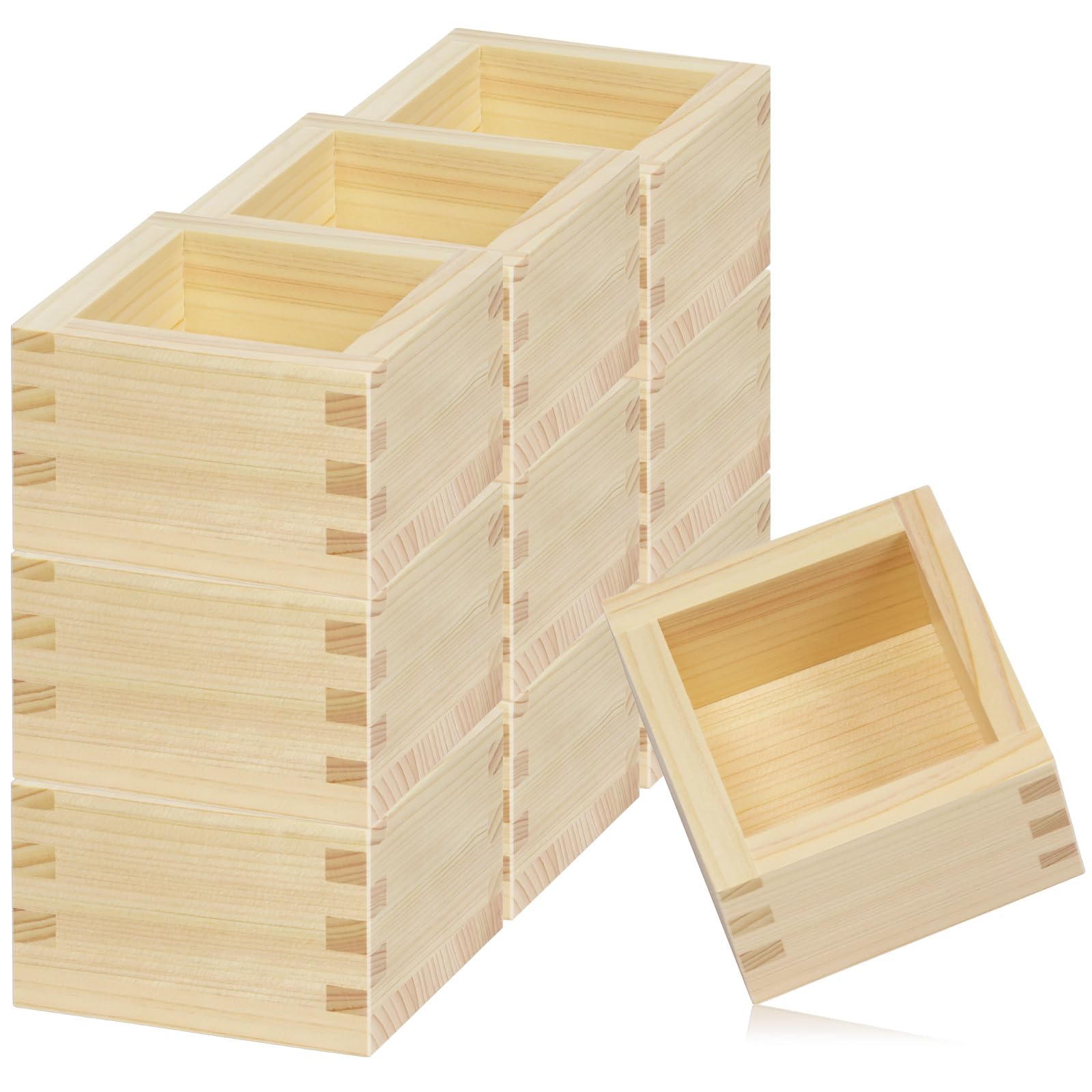 Hinoki Cypress Sake Masu Cup Set, 10-Piece