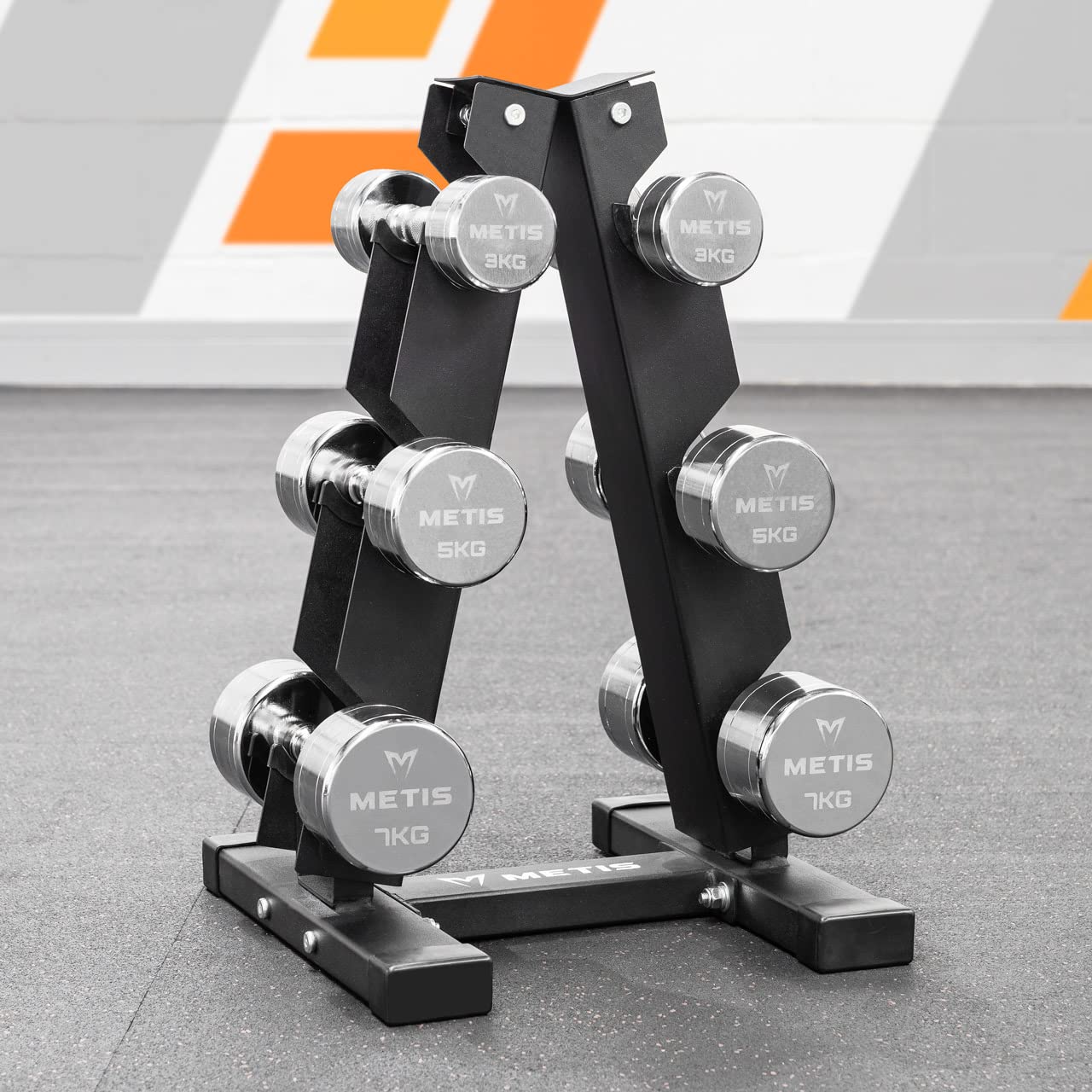 METIS Dumbbell Tree Rack [3 Sizes] - 3 Tier, 6 Tier & 11 Tier Dumbbell Stand Options | Rack Only or Chrome/Neoprene/Hex Dumbbell Sets Included | Dumbbell Rack (3 Tier, Rack + 3x Chrome)