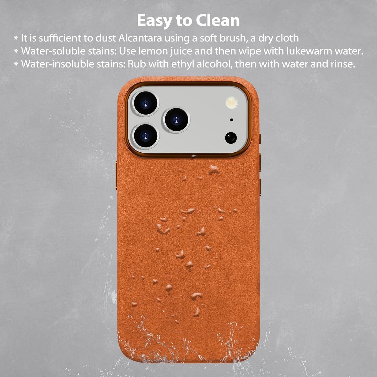 Belemay Handcrafted Alcantara Case for iPhone 17 Pro (6.3"), Compatible with Magsafe Camera Control Button, Luxury Italian Suede-Like Material, Comfortable Grip, Elegant Durable Cover, Orange