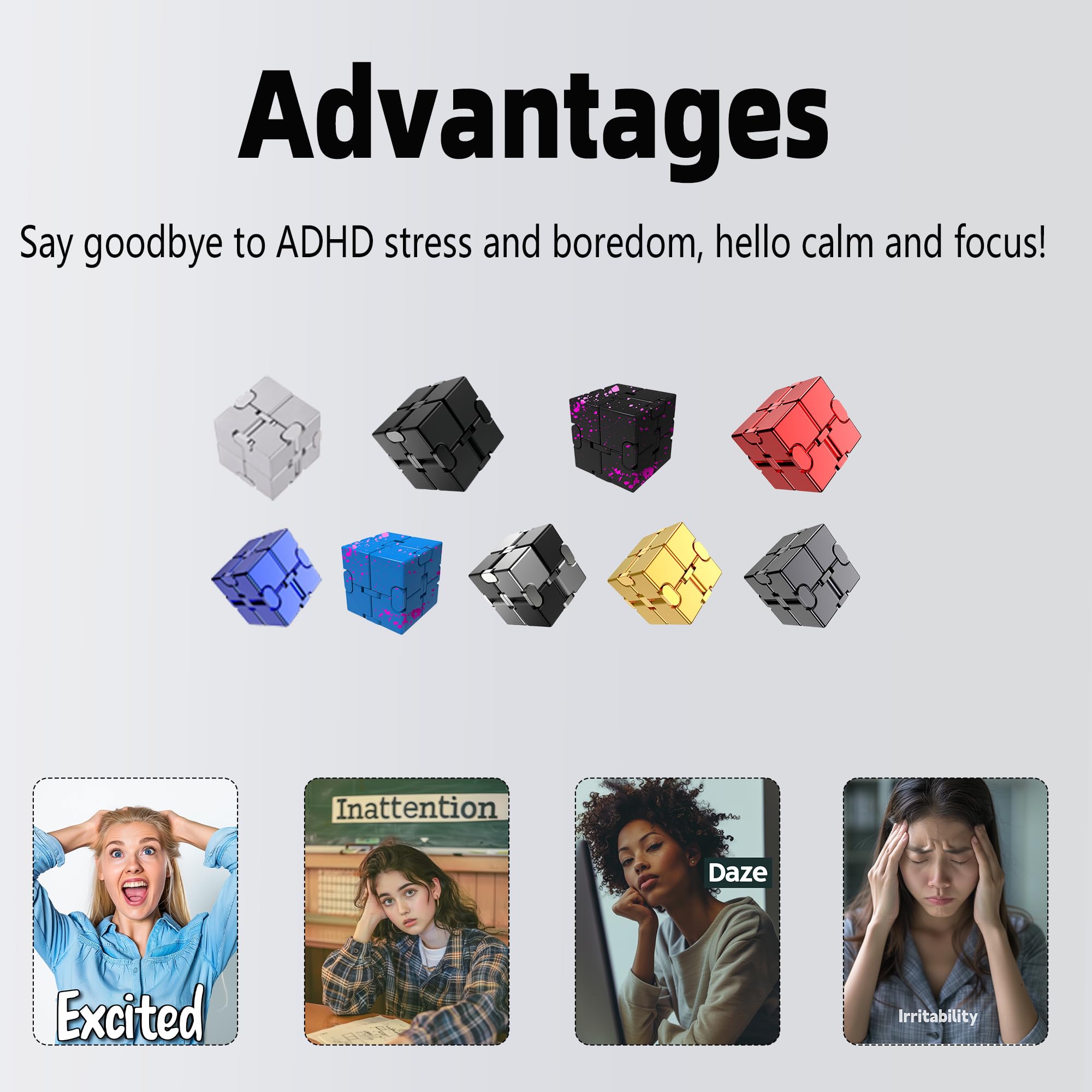 Infinity Cube Fidget En Alliage D’aluminium – Anti-stress, Flip Cube – Jouet De Bureau Pour Adultes – Métal Solide – Cadeau Idéal