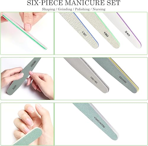 Miniatura 3 de SetSail Pinzas paquete de 7 pinzas de precisión para mujeres y lima de uñas SetSail paquete de 6 tablas de esmeril de doble cara para uñas naturales