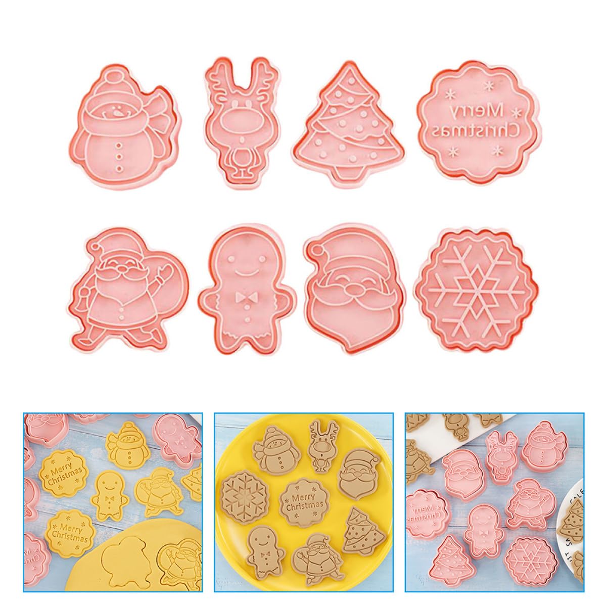 PRETYZOOM 5 Sätze Weihnachtsausstecher Ausstechform Große Keksausstecher Kekse Weihnachts Backform Christmas-decorations Praktische Keksform Entzückende Plätzchenformen Pp Rosa 8 Stück * 5