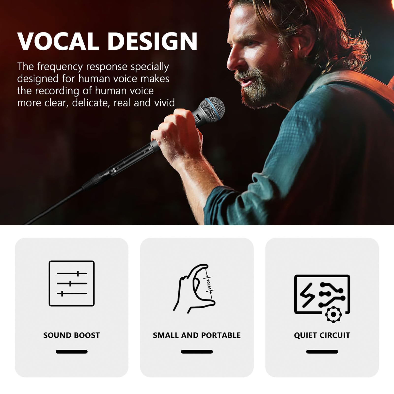CCYLEZ Préamplificateur de Microphone en Ligne, Gain élevé 28 DB, Amplification sans Perte, Préamplificateur de Micro Actif Dynamique, Plug and Play, Portable, pour Enregistrement en