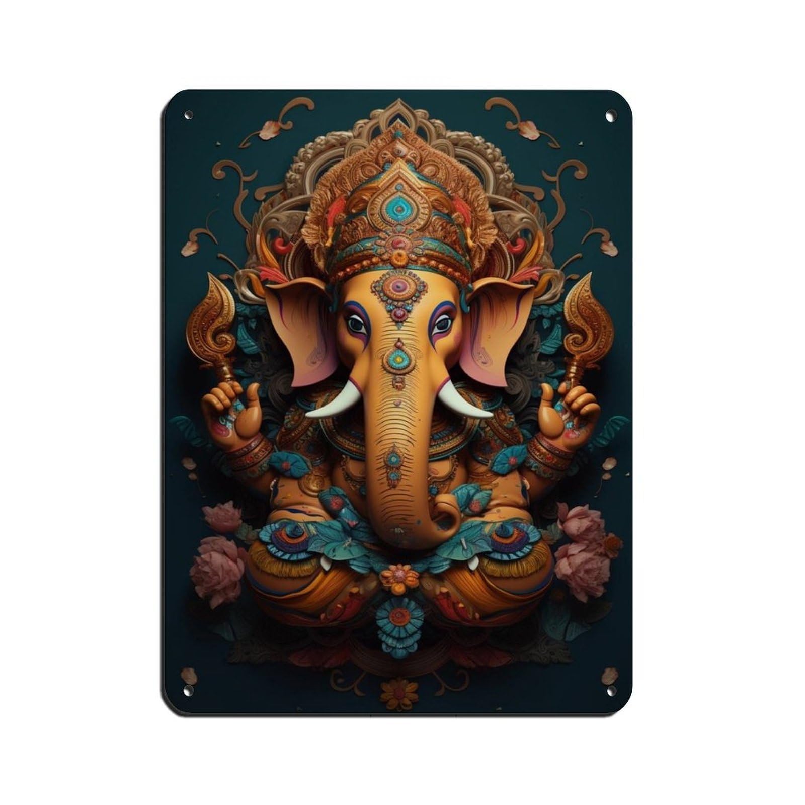 Ganesh Art, Home Decor (2) Retro Poster Metal Tin Sign Chic Art Retro Iron Painting Bar People Cave Cafe Family Garage Poster Wall Decoration 12x16inch(30x40cm)