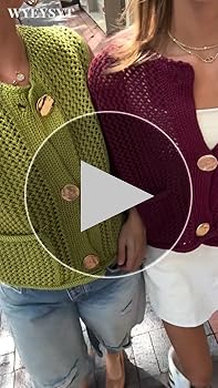 トップス ORGUE gold buuon knit Wyeysyt Womens Cropped Cardigan Sweaters Chunky Knit Gold