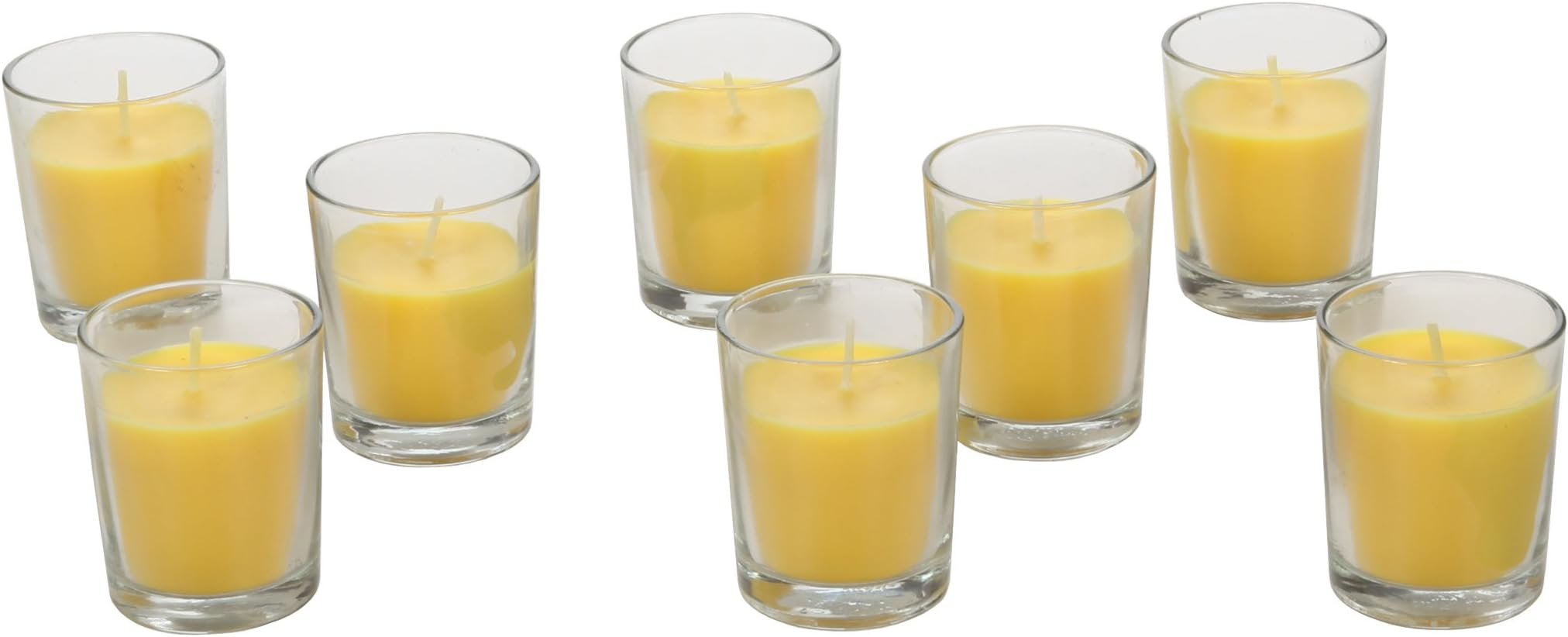 Hosley ® Premium, Highly Scented Set of 8, Citronella, Rosemary, Sage, Lemon Grass blend, Essential Oils, Votive Candles in Clear Glass. Burns upto 12 hours each. Great Gift for Home, Patio, Gardens