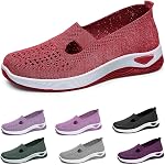 2024 New Women's Woven Breathable Soft Sole Shoes, Upgrade Orthopedic Shoes Outdoor Hiking Mesh Up Knit Stretch Slip on Casual Orthopedic Sneakers for Women