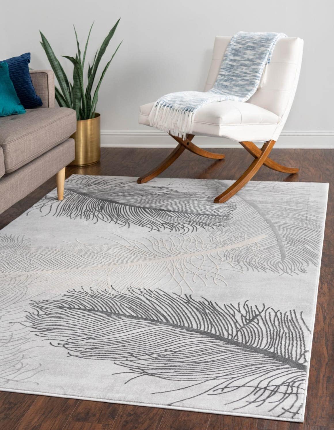Unique Loom Finsbury Collection Area Rug - Camilla (9' x 12' 2" Rectangle, Gray/ Ivory)