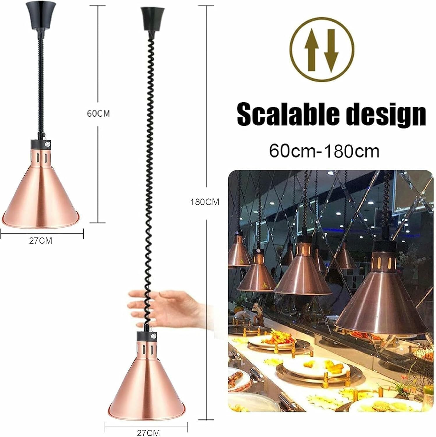 Commercial Food Warmer, Hanging Food Warmer Lamp for Kitchen Cafeterias