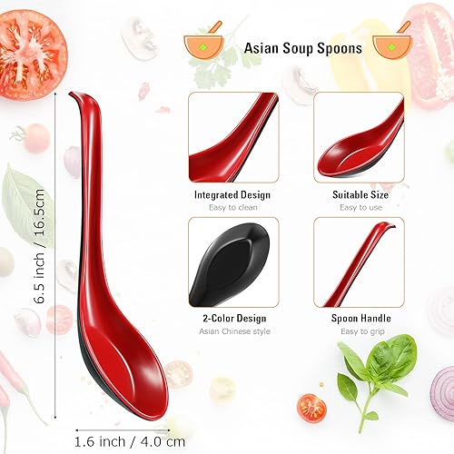 Miniatura 4 de Cucharas de sopa asiáticas con gancho para cucharas de sopa de fideos Soba, cuchara de ramen, sopa china de Won Ton, vajilla asiática para el hogar,