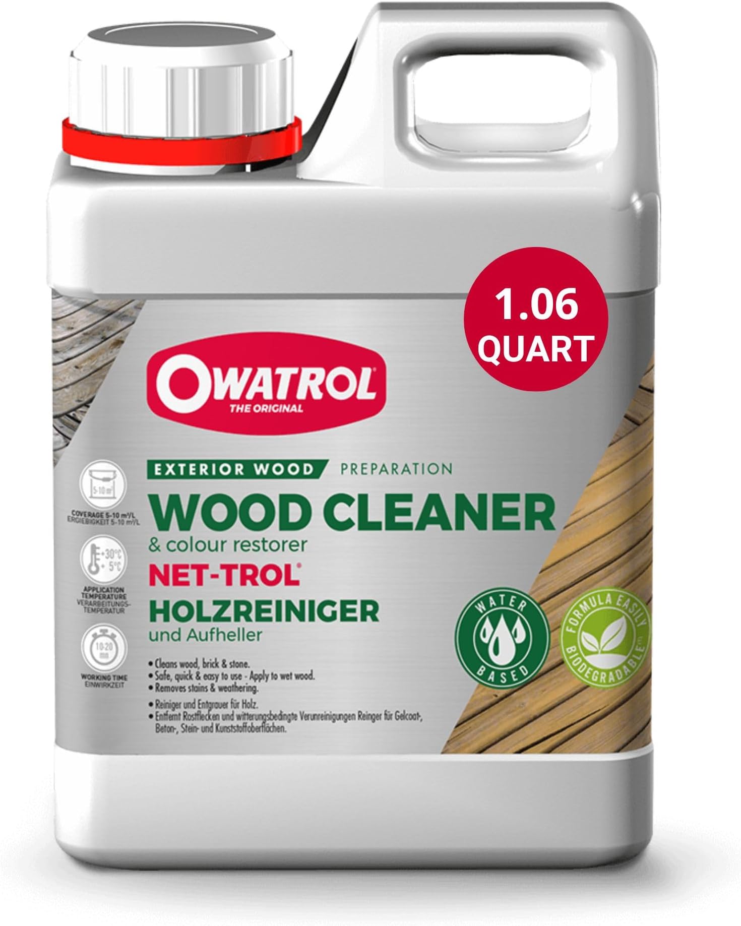Owatrol Net-Trol - Wood Cleaner, Neutraliser and Colour Restorer - 1L