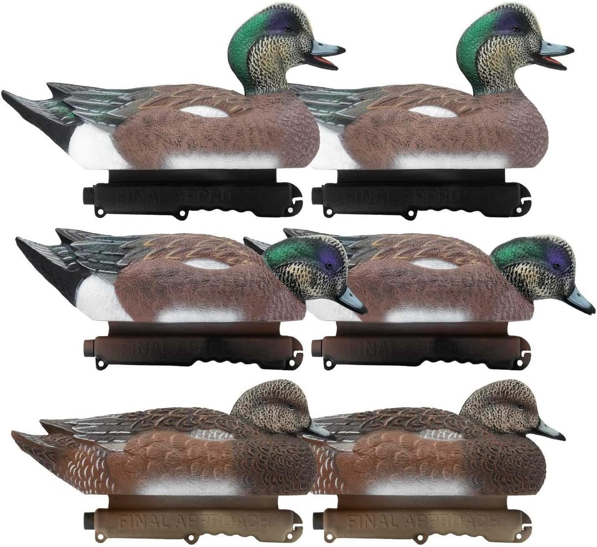 Final Approach Live Wigeon Floater Duck Decoys, 6 Pack in Brown