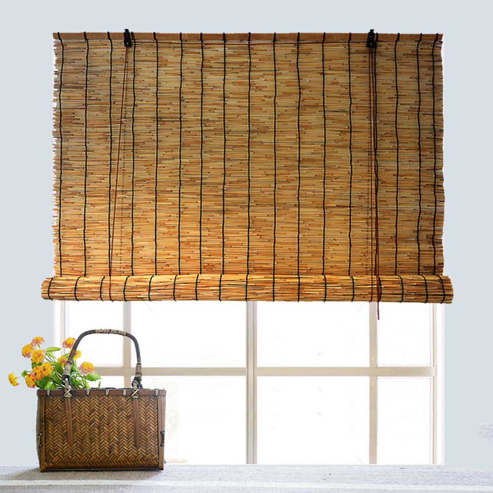 MANG Tenda A Rulloin bambù, Avvolgibile in bambù, Tapparella A Carrucola in Bamboo, Nessun Bordo in Cotone, Protezione Solare