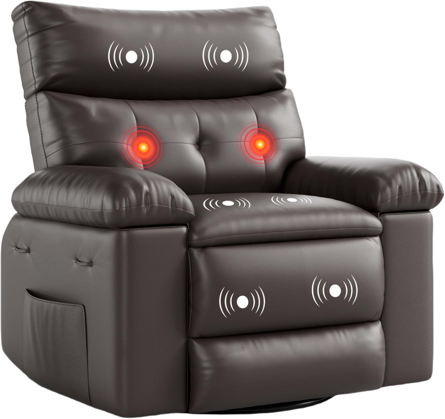 Garvee Oversized Extra Wide Recliner Chair - PU Leather Manual Recliner for Adults, Comfy Reclining Chair with Overstuffed Arms and Back, Side Pocket, Single Sofa for Living Room, Bedroom