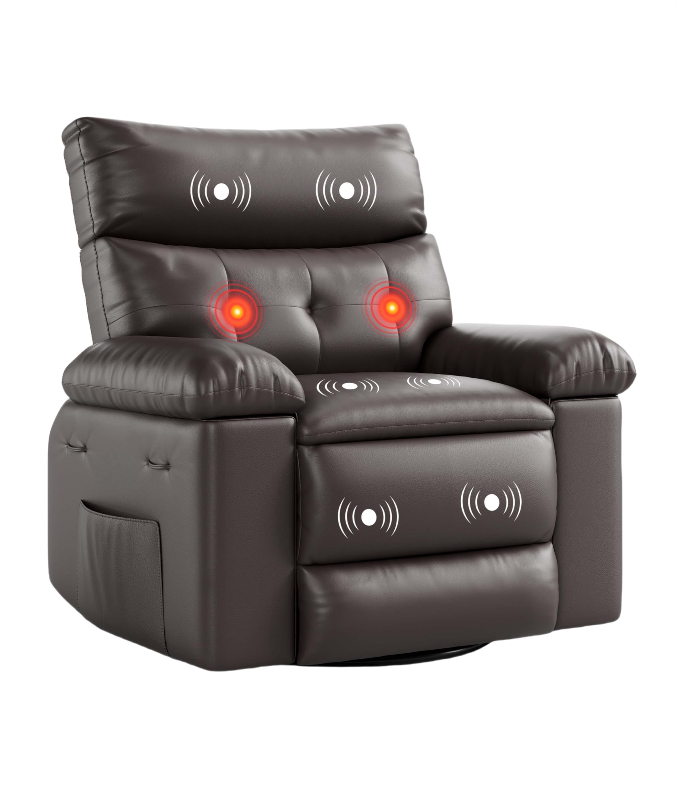 GarveeHome Oversized Wide Recliner Chair - Heat and Massage, Faux PU Leather Large Manual Recliner for Adults, Premium Comfort Lazy Chair with 1.5X Sponge Filling and Easy Recline Mechanism for Relaxa