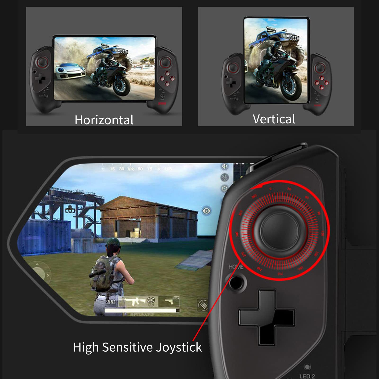 Yunseity PG-9083S CControlador de Juegos Móvil, Controlador Telescópico Gamepad para Android 6.0 Y Superior, para IOS 13.0 o Superior, para Smartphone PC Tablet Smart TV