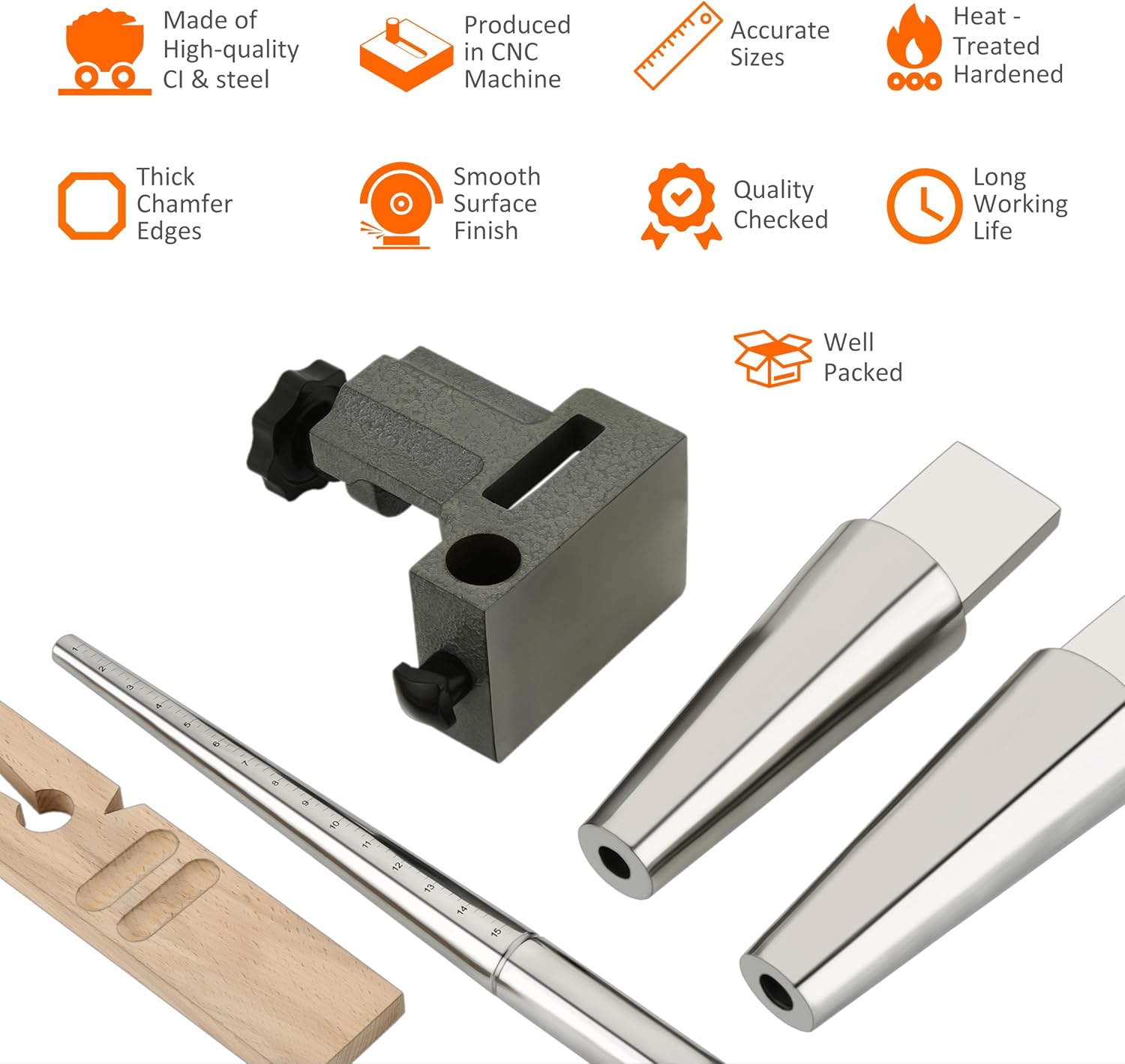 Splenor Tools Combination Bench Anvil Kit - Ring Mandrel - Anvil - V Slot Bench Pin - Round & Oval Bracelet Mandrel - Jewelry Making Metal Forming Tools Set