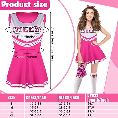 Miniatura 2 de SATINIOR 4 piezas de disfraces de animadora para mujeres, adultos, niñas, uniforme de animadora para Halloween 2025