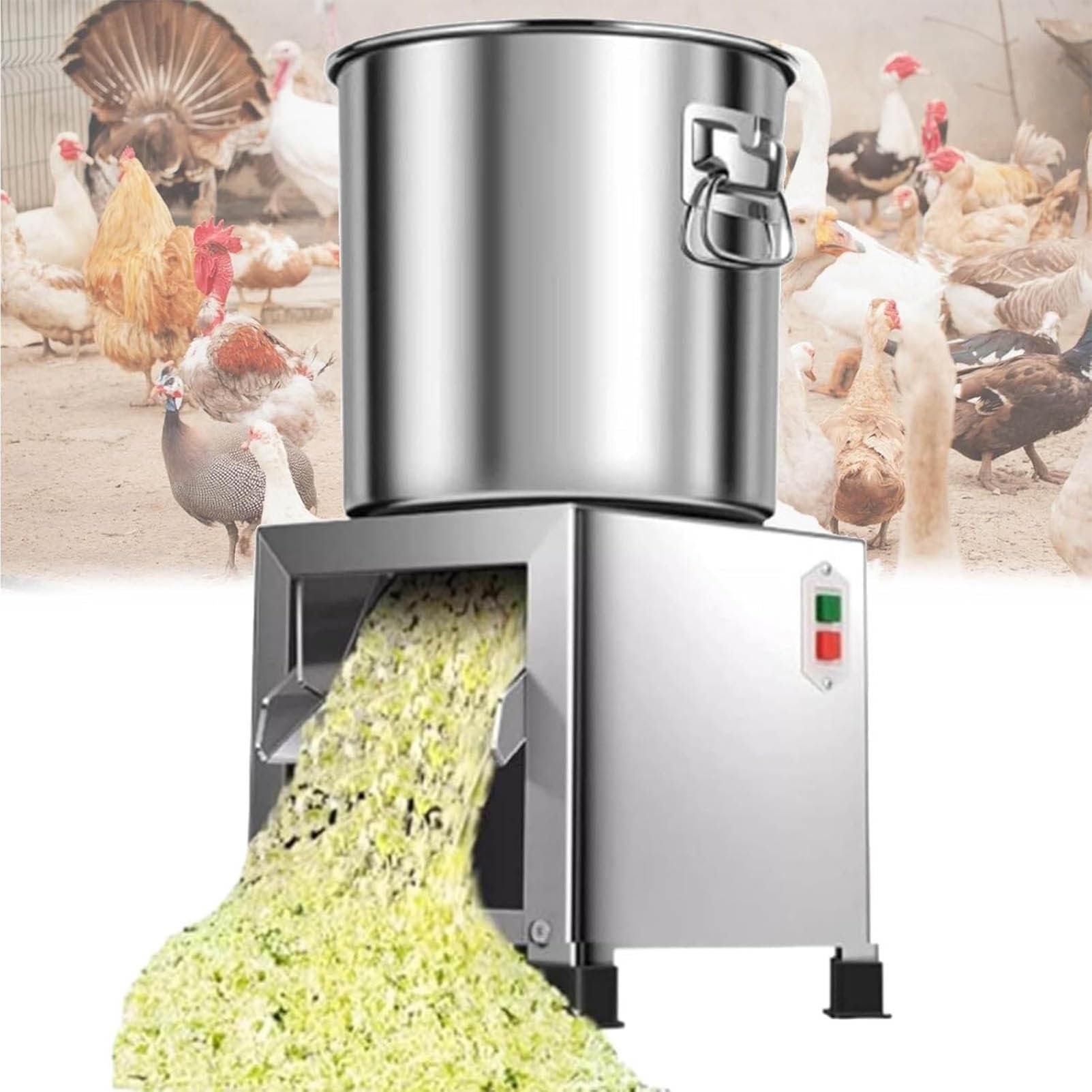 LJLYYDS Commercial Food Processor, Electric Vegetable Dicer Chopper, Commercial Poultry Feed Processor, with 4 Blades, for Poultry and Animal Feed Preparation 1200W