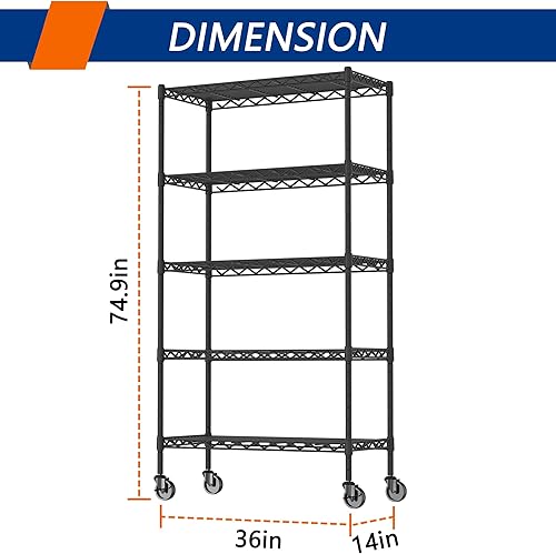 Miniatura 9 de Estantería de almacenamiento ajustable de 4 estantes, organizador de metal, estante de alambre para lavandería, baño, cocina, despensa, armario,
