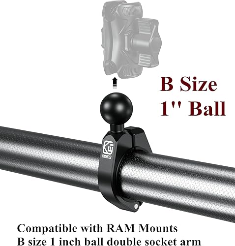 Miniatura 5 de BRCOVAN 2 unidades, soporte de barra mediana de bola de 1 pulgada, base de abrazadera de aleación de aluminio, apto para rieles redondos de 1.26