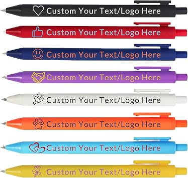 100/200/300/500Pcs Bulk Custom Pens,Personalized Pens with Text/Logo,Black Ink,Customized Pen for Business Promotions Party Events Style 1