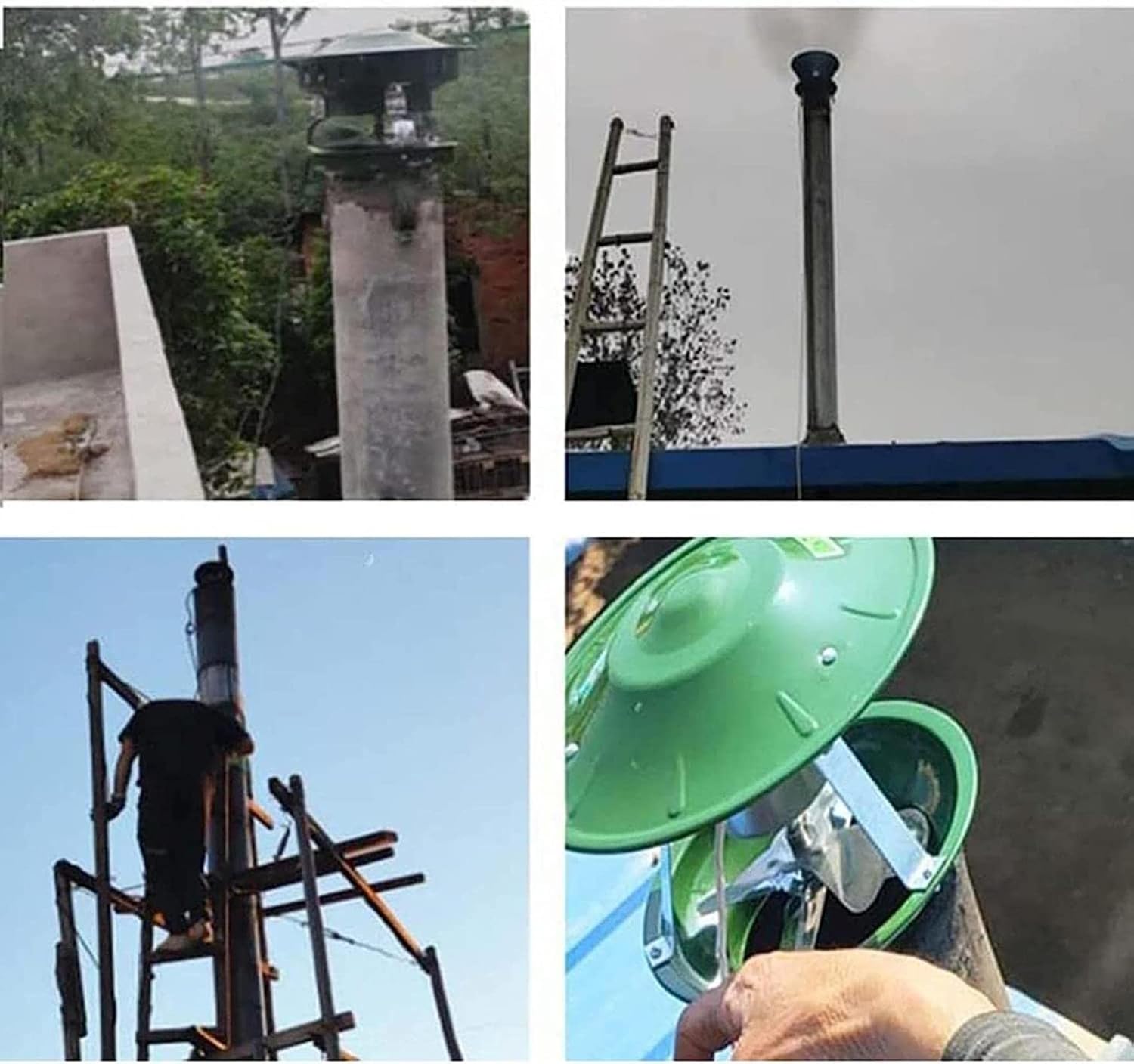 Chimney Fan 80W 4 Leaves Fireplace Exhaust Fan Flue Fan Chimney Draft Inducer Chimney Exhaust Fan for Fireplace Barbecue BBQ（1pc）