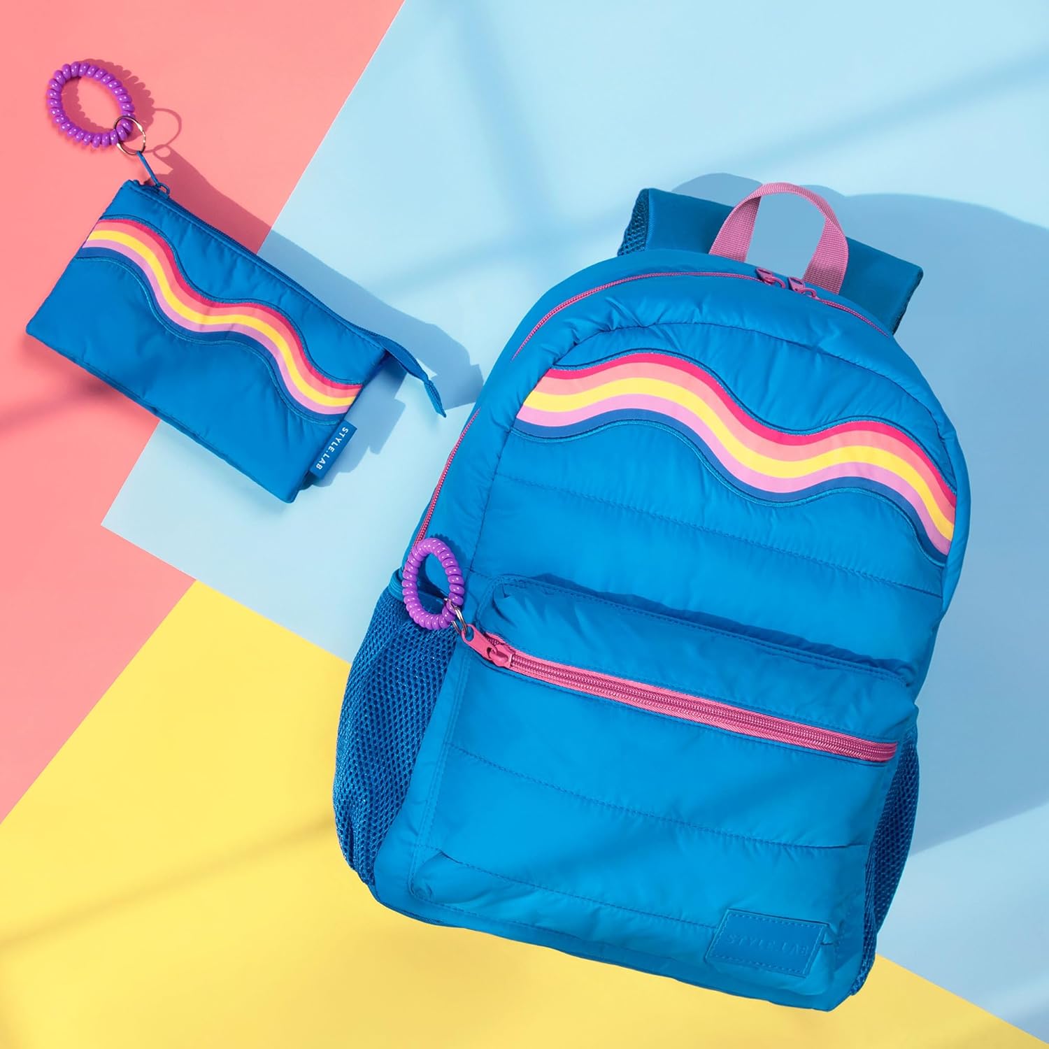 Fashion Angels Style.Lab Backpack for Kids, Travel Bookbag with Matching Pencil Pouch, Cute Puffer Detail & Rainbow Design, Ideal for Girls & Boys in School image 7 of 8 B0D2LRRLDZ