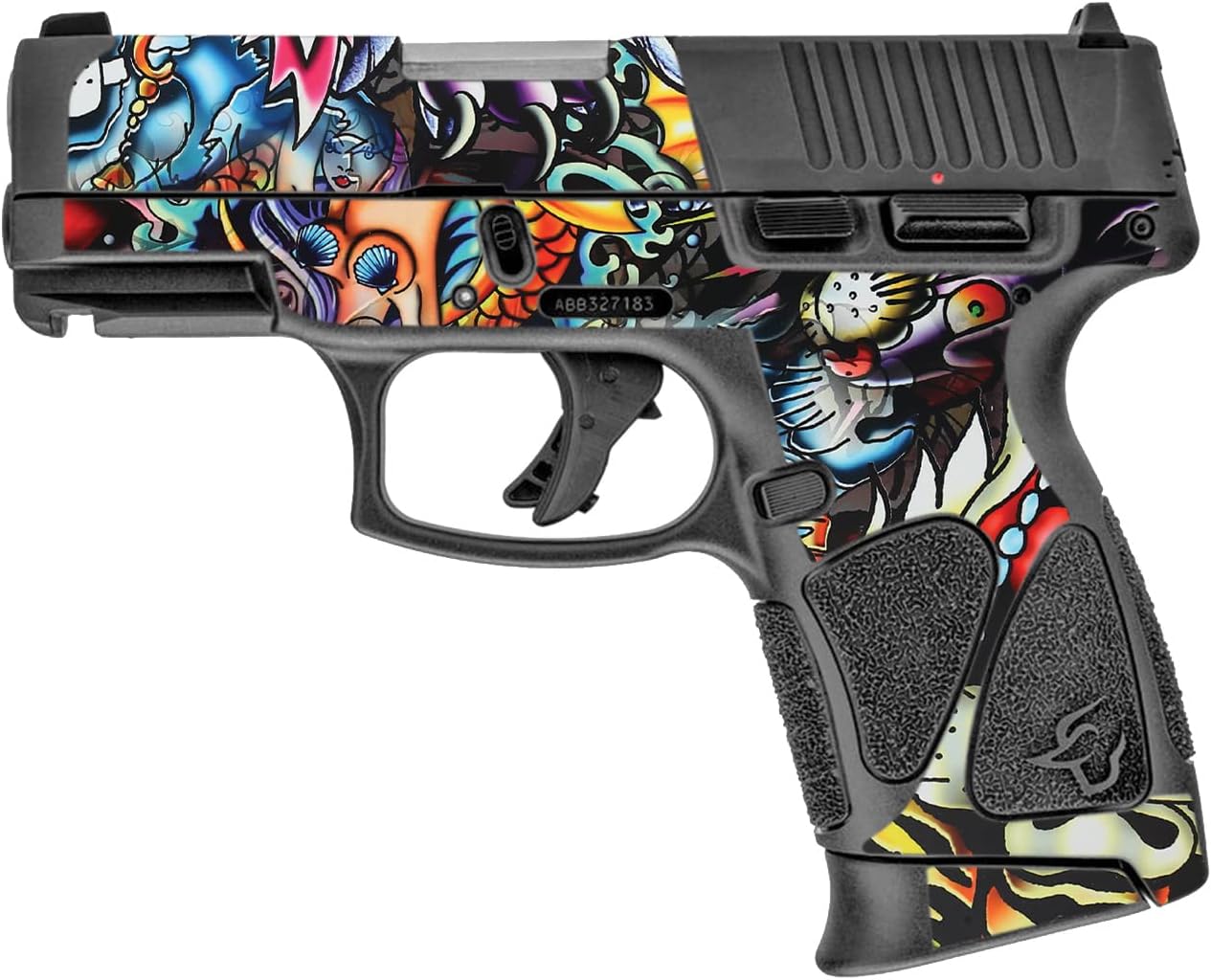 MightySkins Skin Compatible with Taurus G3C 9mm Luger - Old School Tattoo | Protective, Durable, and Unique Vinyl Decal wrap Cover | Easy to Apply, Remove, and Change Styles | Made in The USA