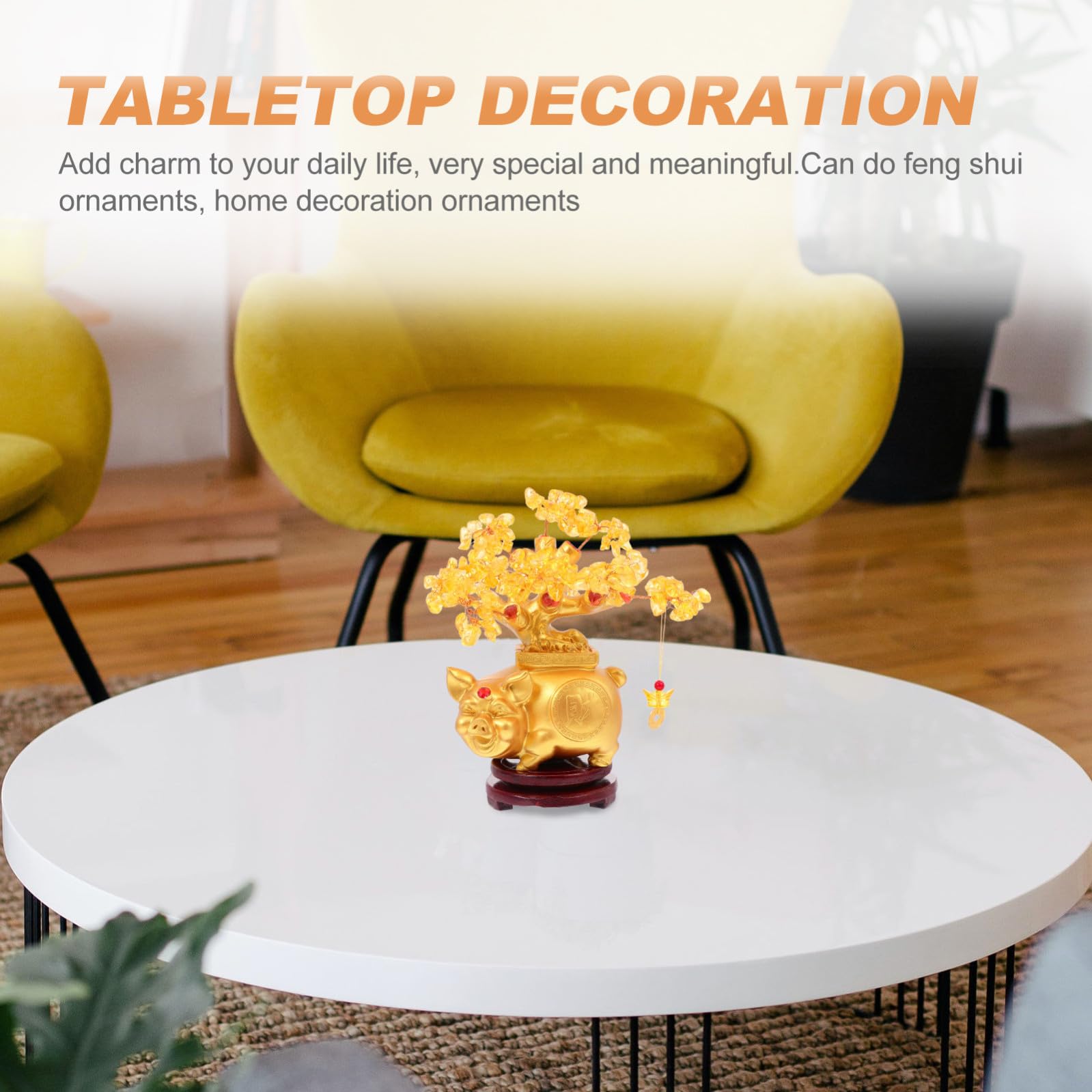 Addobbo Albero di Natale Elegante in Resina Oro, Decorazione da Tavolo Delicata per Casa e Soggiorno, Ornamento Bonsai Raffinato e Funzionale