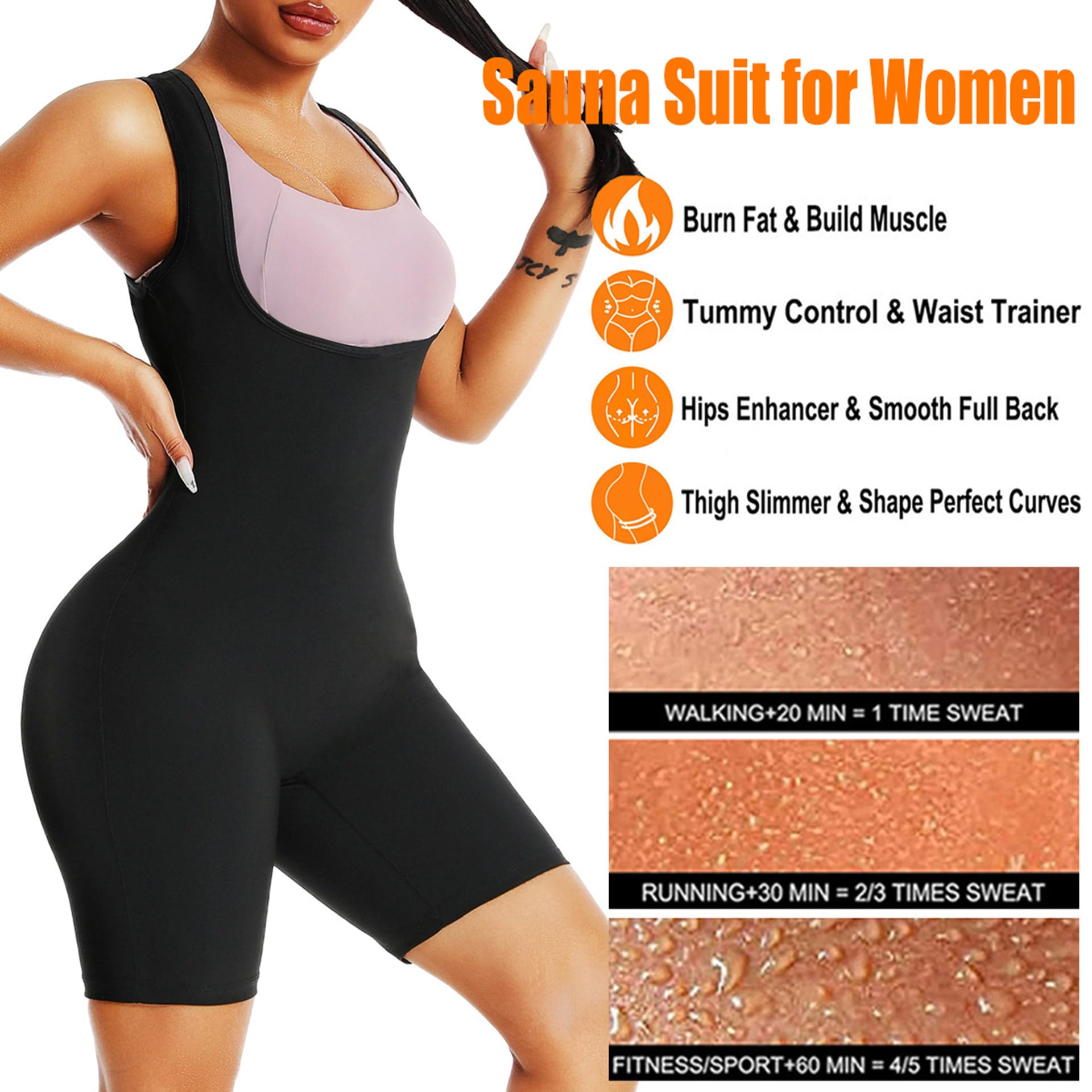 Tute Dimagranti Donna, Fitness Sudorazione Body Shaper, Tuta per Sudare, Tuta Sauna Dimagrante Donna Effetto Sauna per Palestra Esercizio Cardio Jogging Running