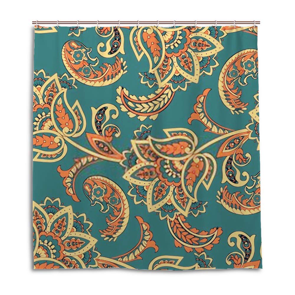 Rideau de douche lavable en machine 183x183 motif floral vintage en polyester