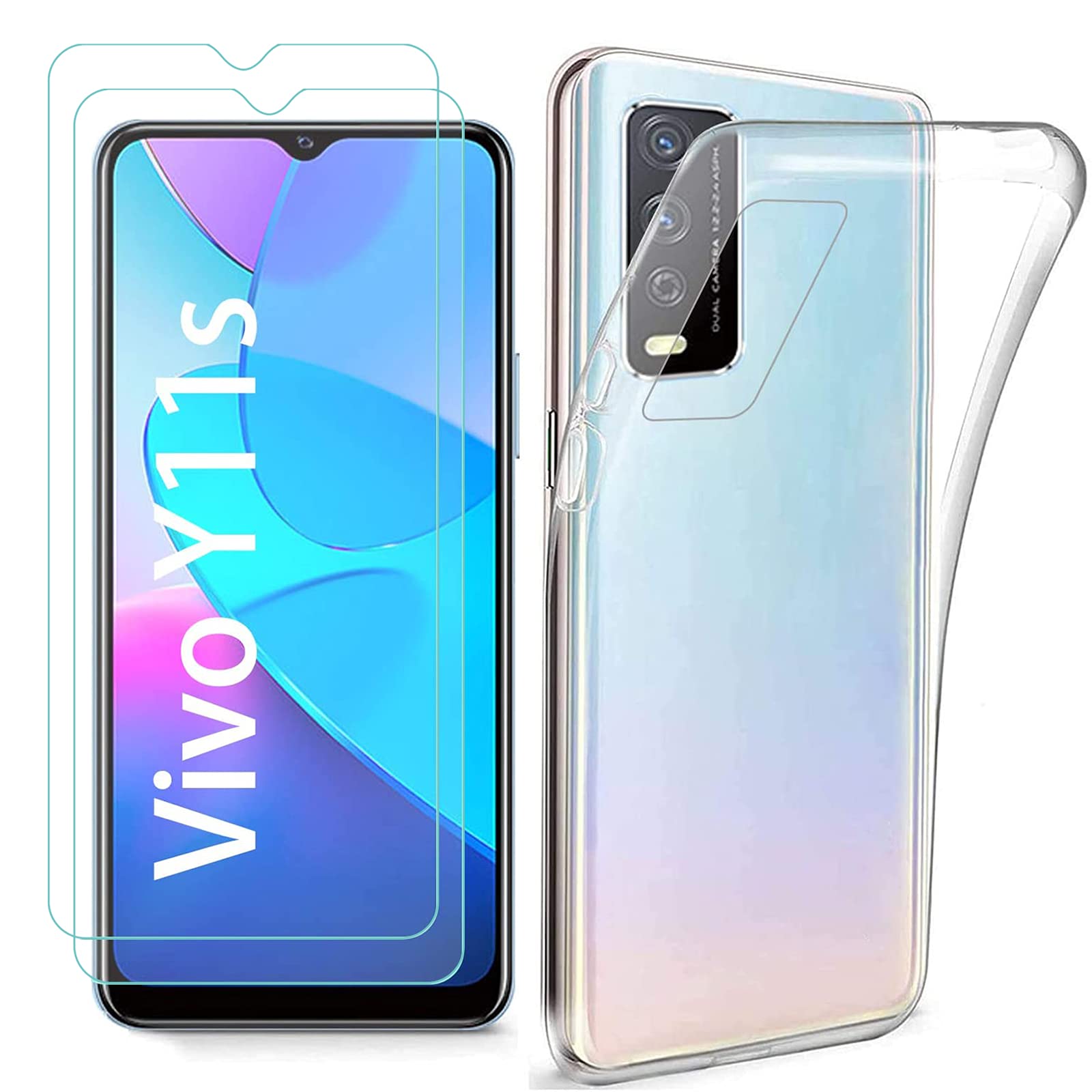 ZXLZKQ Custodia per Vivo Y11s (6.51 Pollice), Nero Morbida Silicone