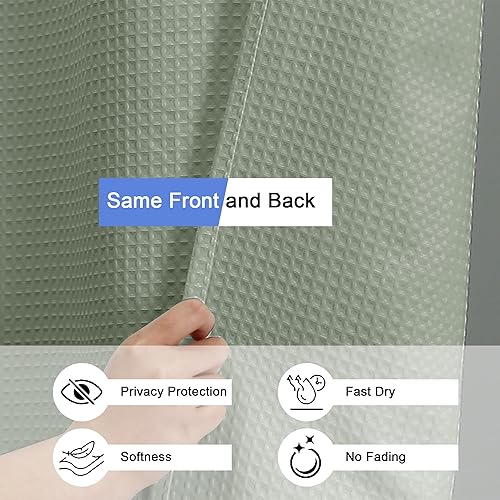 Miniatura 6 de OVZME Juego de cortina de ducha verde salvia, cortina de ducha de tela resistente con textura de gofre para baño, cortina de baño de lujo de 7.06