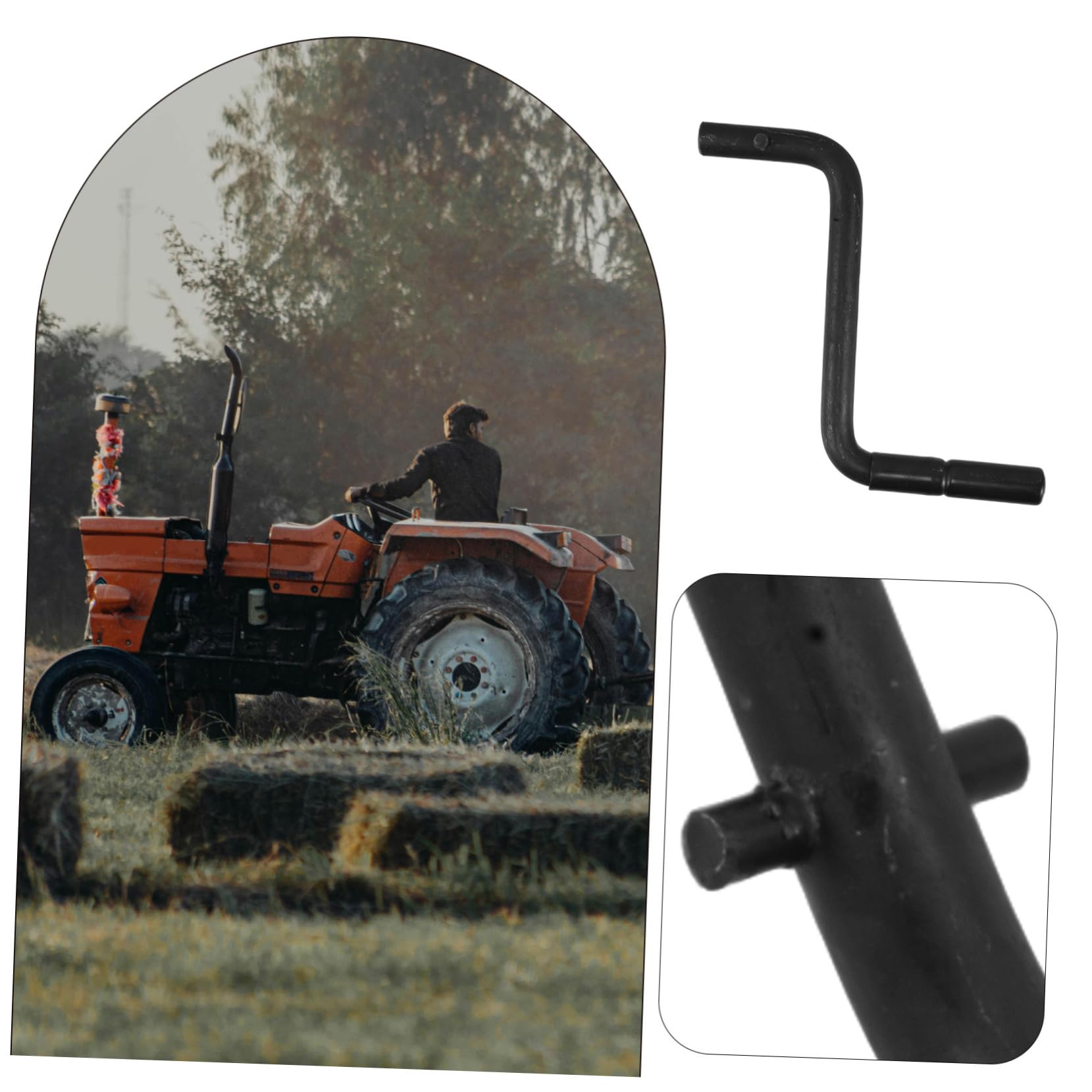 Manivelle de Démarreur de Tracteur, Poignée Moteur en Acier Inoxydable Noir