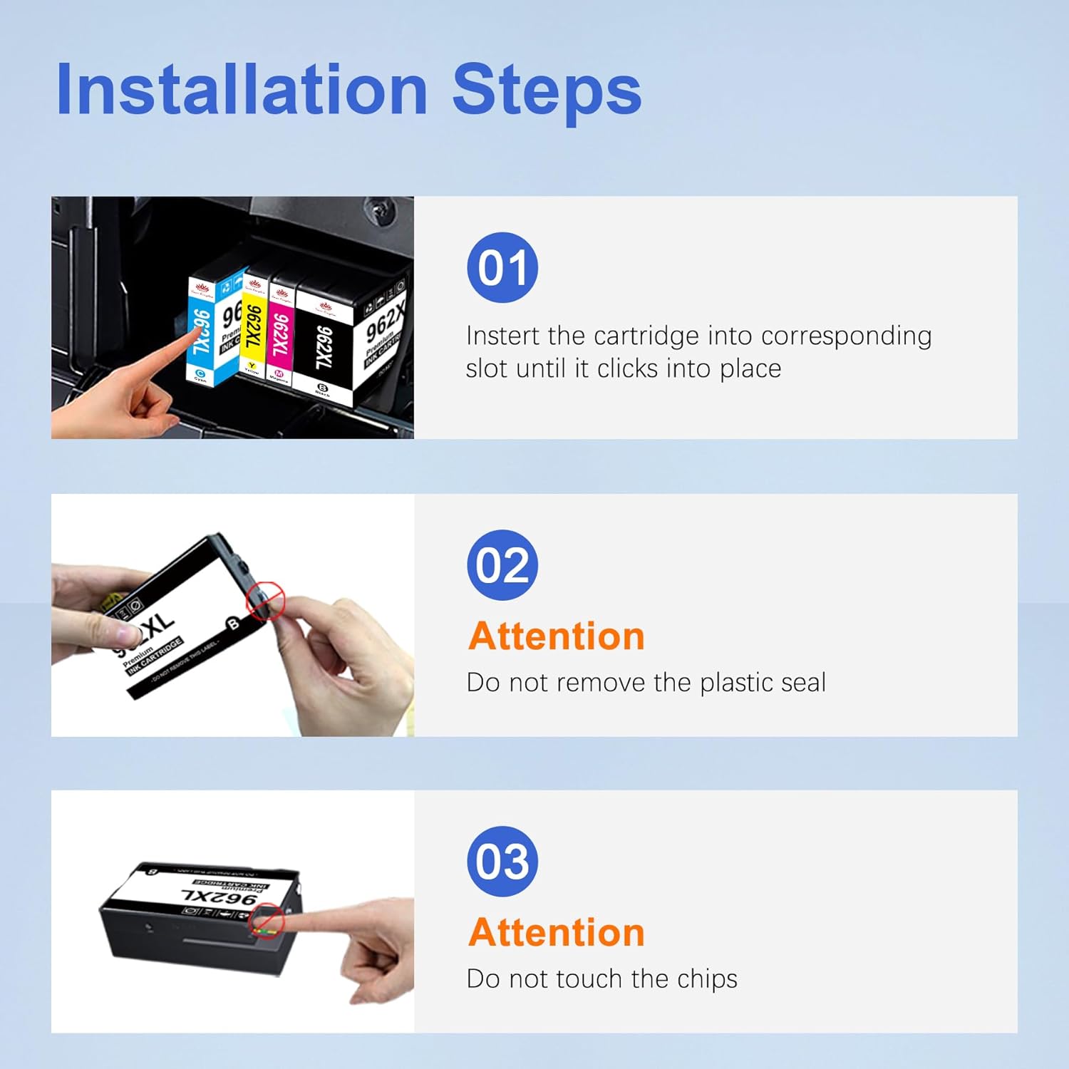 962XL Ink Cartridges Combo Pack Replacement for HP 962XL Ink Cartridges Work for HP Officejet Pro 9015e 9018e 9025e 9012e 9015 9010 9012 9018 9020 9025 Printers (4 Pack Black, Cyan, Magenta, Yellow)