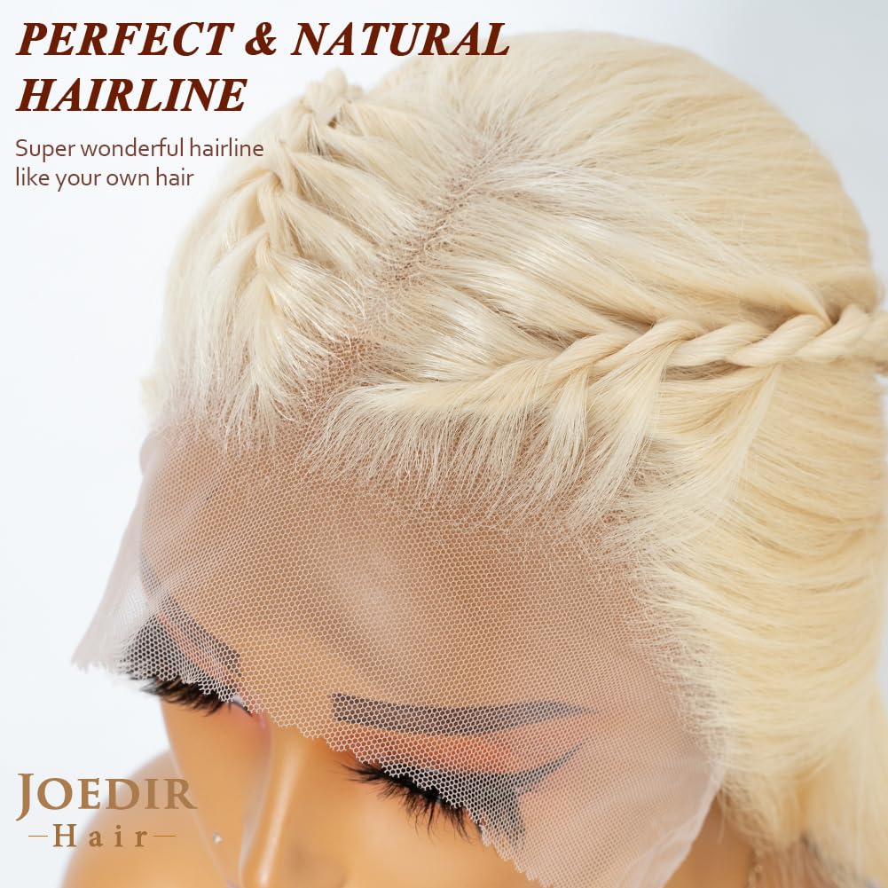 JOEDIR HAIR 13x4 Lace Front Wig 38 inches Super Long Straight Glueless Wigs Synthetic Hair Free Part 180% Density HD Transparent Heat Resistant (613, 38 inches)