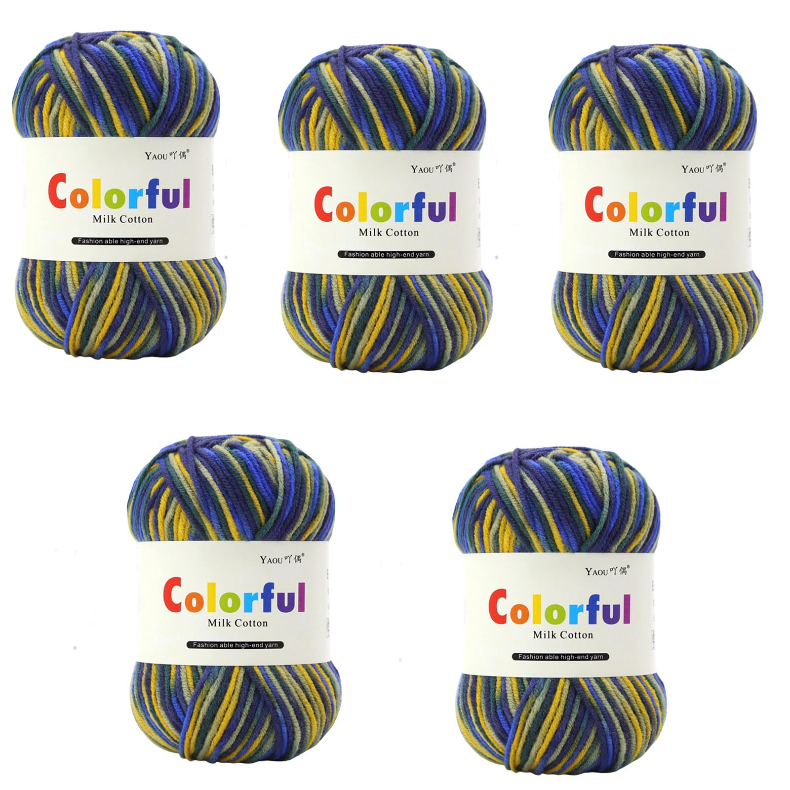 Tsophreniq 5Rolls Multicolored Acrylic Yarn Milk Cotton Yarn for Knitting Sweater Baby Clothing Scarves Blankets Sewing Projects Acrylic