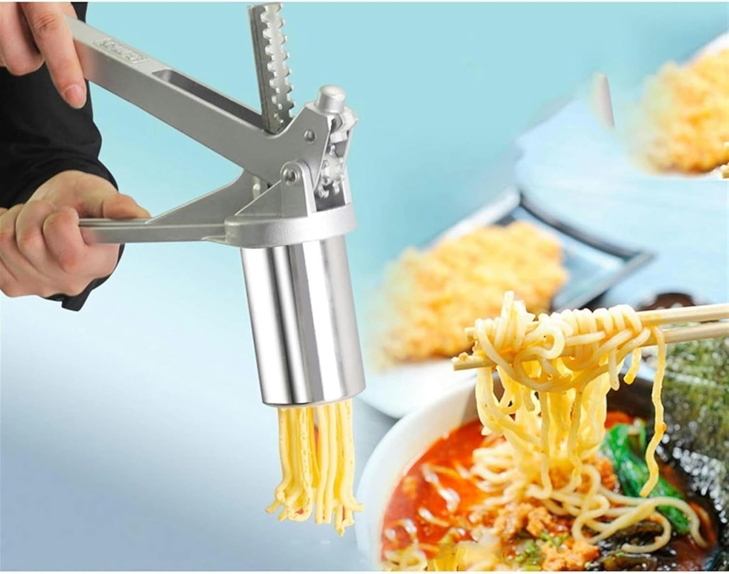 Wzglod Pasta Maker Machine Manual Small Household Noodle Machine Stainless Steel Noodle Machine Suitable for Making Spaghetti Ramen Noodle Maker