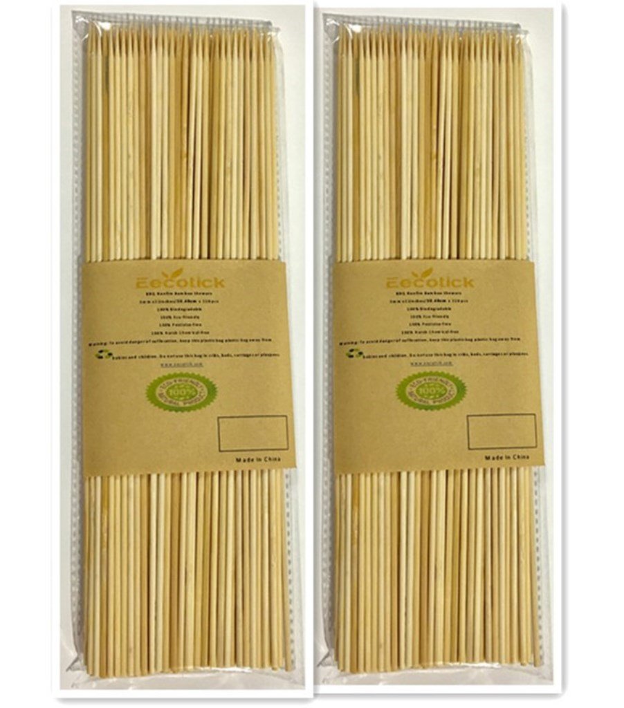 Eecotick BBQ Bamboo Skewers Combo of 2 packs->3mmx12 Inch(30cm)x110,100% Eco-friendly,100% bio-degradable, renewable, pesticide and harsh chemical free, perfect for BBQ grilling