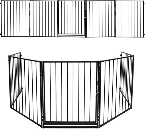 LARS360 Kaminschutzgitter 300cm Mit Tür | 5-teilig Faltbar Für Kinder & Haustiere