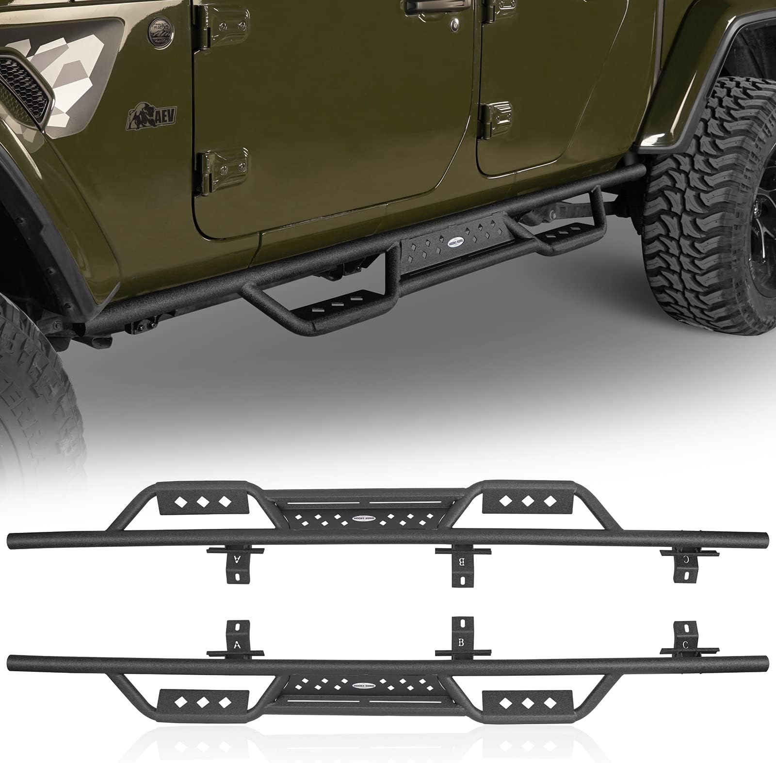 Gladiator Running Board Nerf Bar Side Step Rock Rail Compatible with Jeep Gladiator 2020-2025 JT Truck Pickup Off Road Accessories (Sold As Pair)