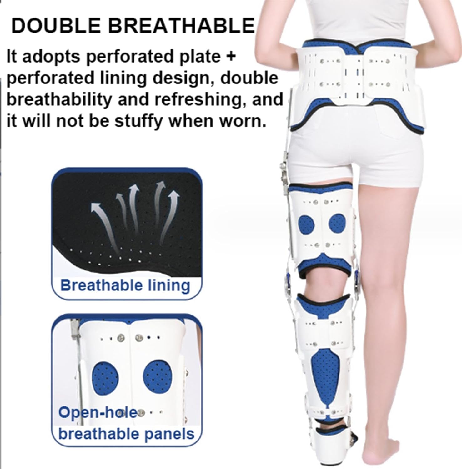 Hip Brace Knee Ankle Foot Orthosis Brace,Adjustable Knee Support Immobilizer for Hip Fracture Rehabilitation Equipment Fixed Brace, for Women and Men,Left