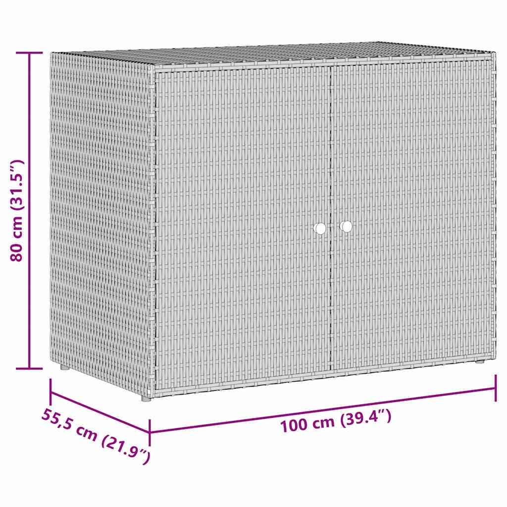 Armoire de rangement jardin Résine tressée Gris 100x55,5x80 cm