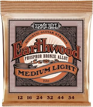 Ernie Ball Earthwood Medium Light Phosphor Bronze Acoustic Guitar Strings 3-pack, 12-54 Gauge P03446