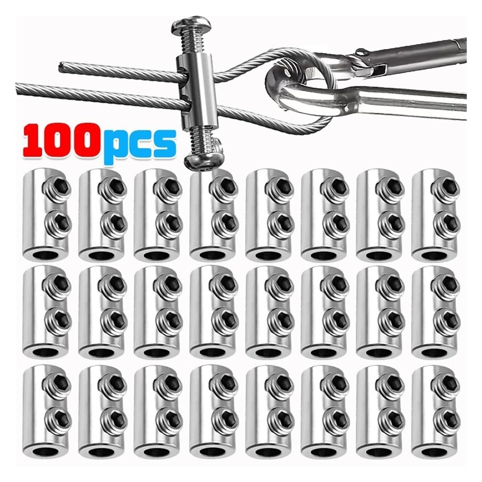 10/100 pezzi, clip a doppio foro per cavi a sospensione, clip per cavi di sospensione placcati in rame, per fissaggio sicuro e sollevamento (50 pezzi)
