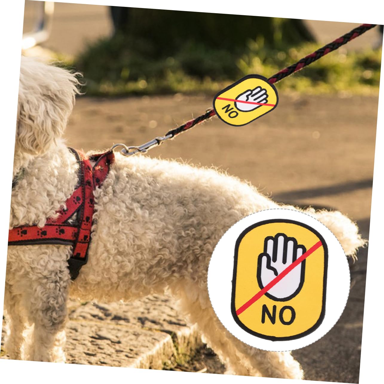 Cabilock Étiquettes D'avertissement en Tissu Imperméable pour Laisses d'animaux Fonction Antiperte Pack de 3 Formes Multiples, pour Identifier Votre Animal en Promenade