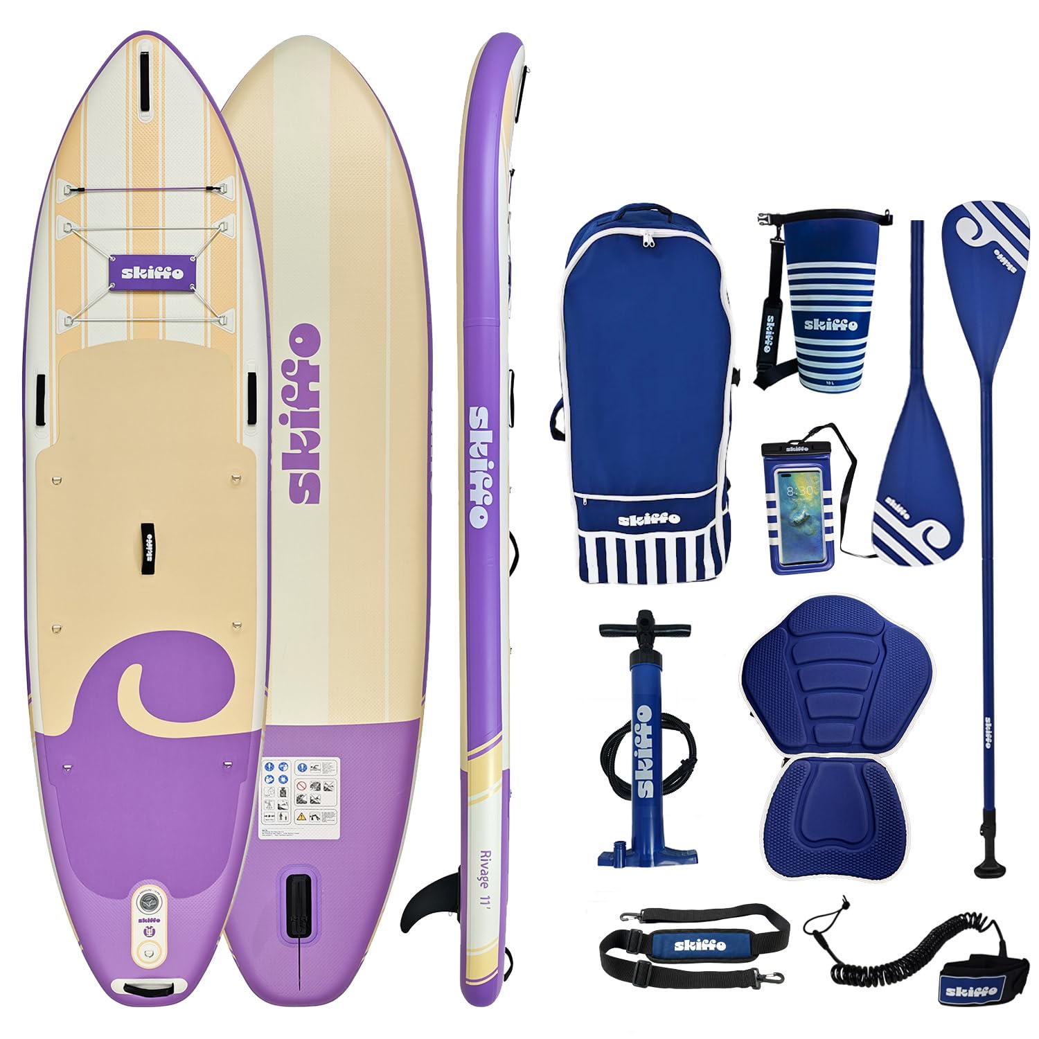 Skiffo Rivage Parma 11' – Sup Gonfiabile 2 in 1 Kayak Completo – 335 x 86 x 15 cm – Max 160 kg – Stabile e versatile – Design unico