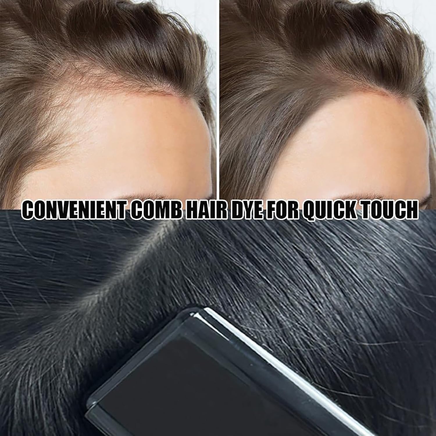 2 unidades Barra de tinte Carylook,Barra de tinte impermeable y resistente al sudor,Barra de retoque portátil con peine,Peine de retoque 2 en 1 para cubrir canas (Negro)