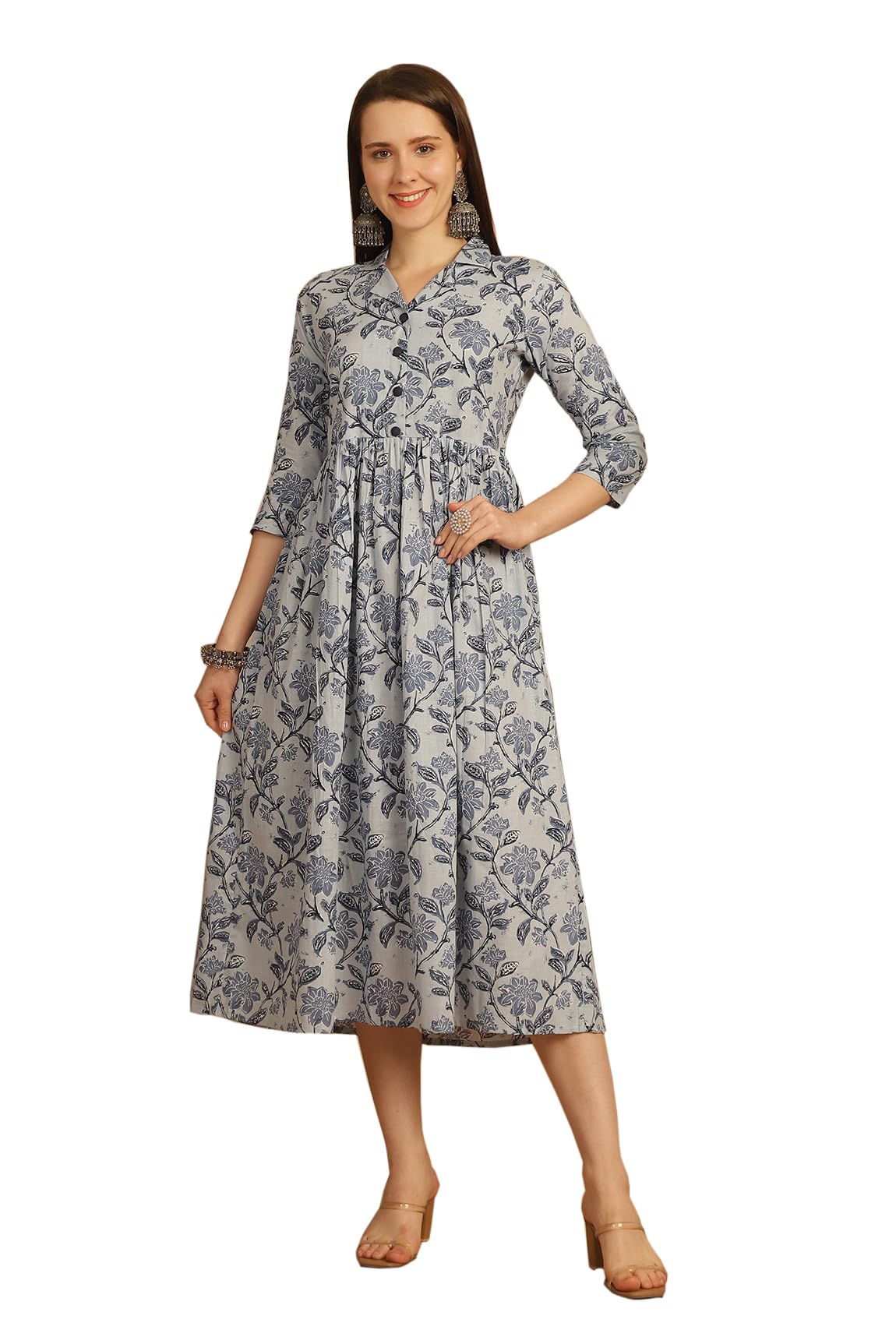 Women's Pure Cotton Regular Fit Jaipuri Printed Gown Kurta (JOPLJPR139-P_P)-image-32